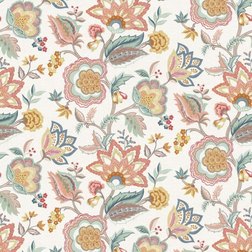 Papel pintado de estampado floral multicolor Samode Terracotta-Airforce W7905-01