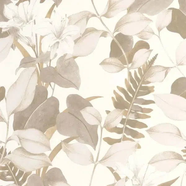 Papel pintado de estampado floral en color beige Royal Lily 200261303