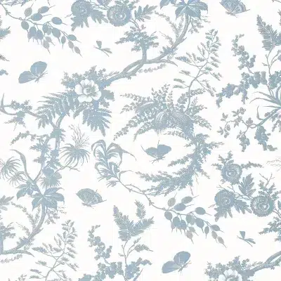 Papel pintado de Toile de Jouy en color azul Newlands Toile AT57834