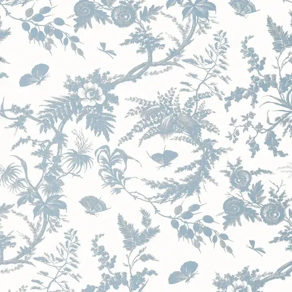 Papel pintado de Toile de Jouy en color azul Newlands Toile AT57834