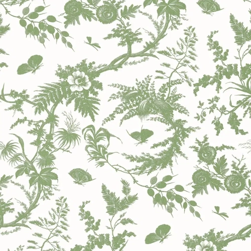 Papel pintado de Toile de Jouy en color verde Newlands Toile AT57836