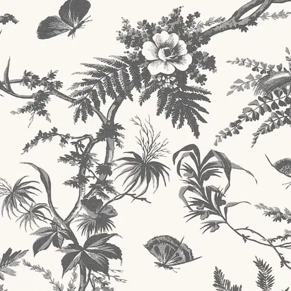 Papel pintado de Toile de Jouy en color negro Newlands Toile AT57838