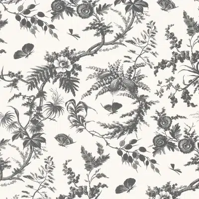 Papel pintado de Toile de Jouy en color negro Newlands Toile AT57838