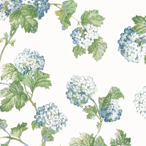 Papel pintado de flores en color azul y verde Sussex Hydrangea AT57846