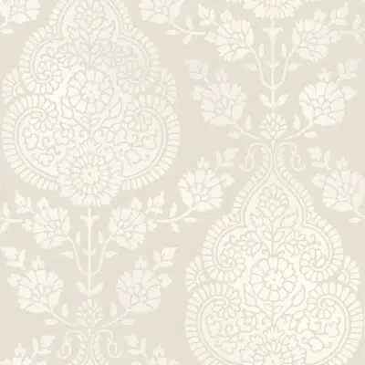 Papel pintado de Damasco en color beige Balmuccia Damask AT57864