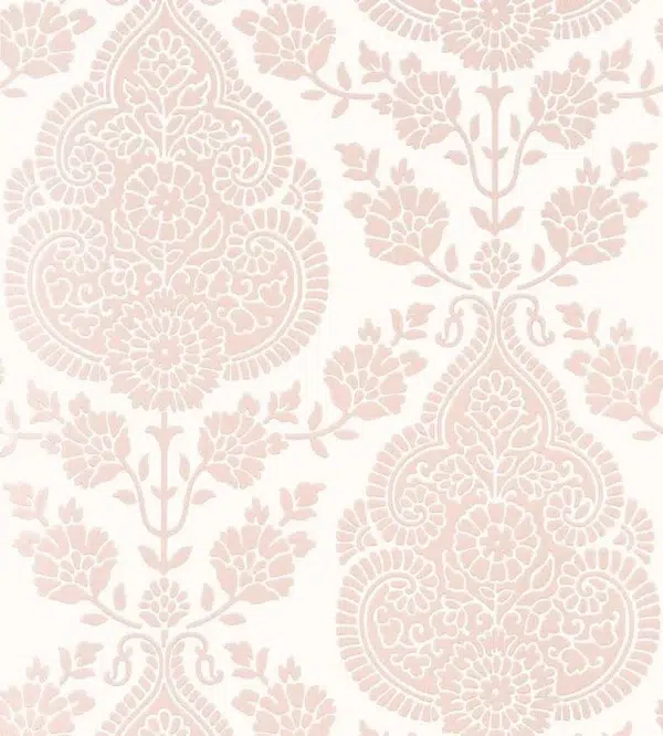 Papel pintado de Damasco en color rosa Balmuccia Damask AT57865