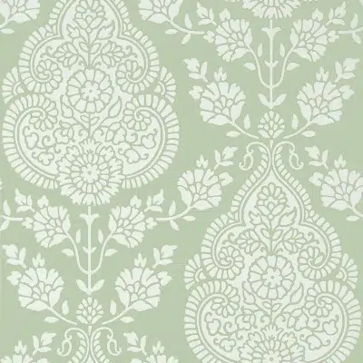 Papel pintado de Damasco en color verde Balmuccia Damask AT57867