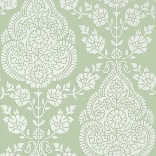 Papel pintado de Damasco en color verde Balmuccia Damask AT57867