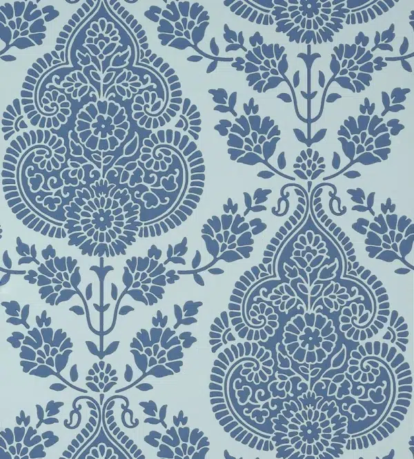 Papel pintado de Damasco en color azul Balmuccia Damask AT57868