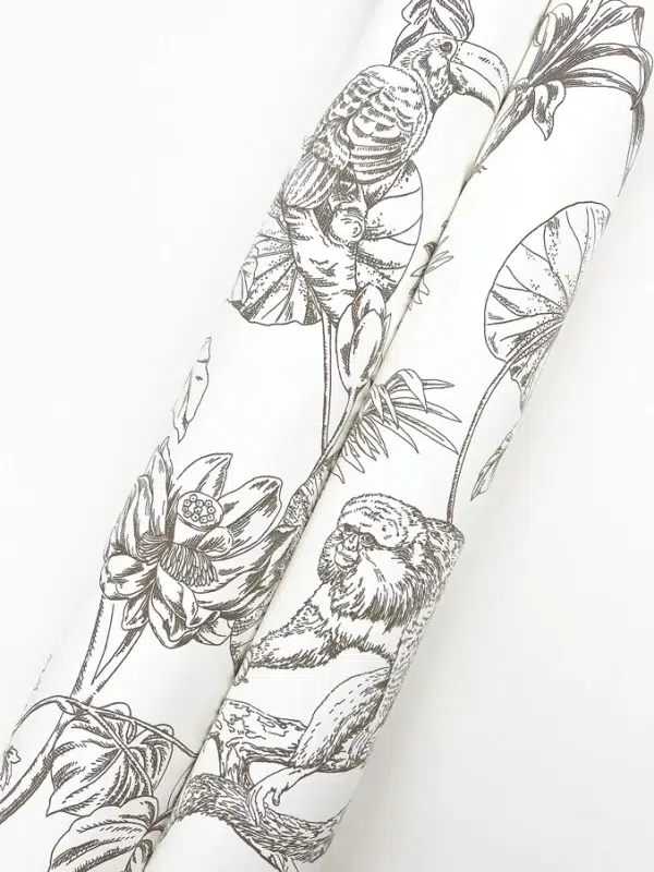 Papel pintado estampado floral en color negro Tropical Sketch Toile RT7841