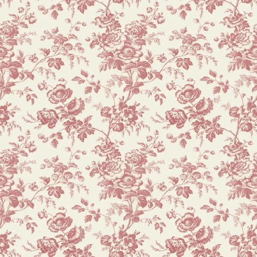 Papel pintado de Toile de Jouy en color rojo Anemone Toile RT7871