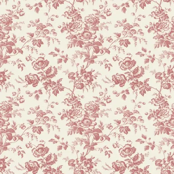 Papel pintado de Toile de Jouy en color rojo Anemone Toile RT7871