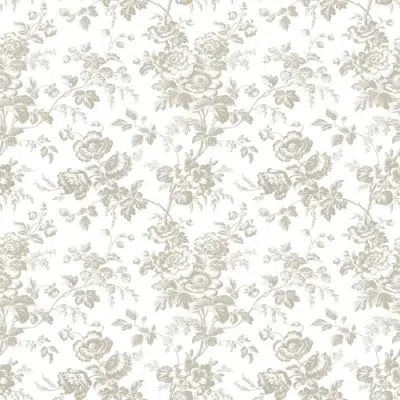 Papel pintado de Toile de Jouy en color gris Anemone Toile RT7872