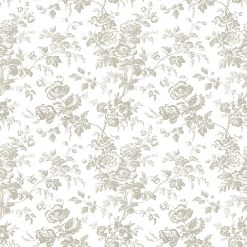 Papel pintado de Toile de Jouy en color gris Anemone Toile RT7872