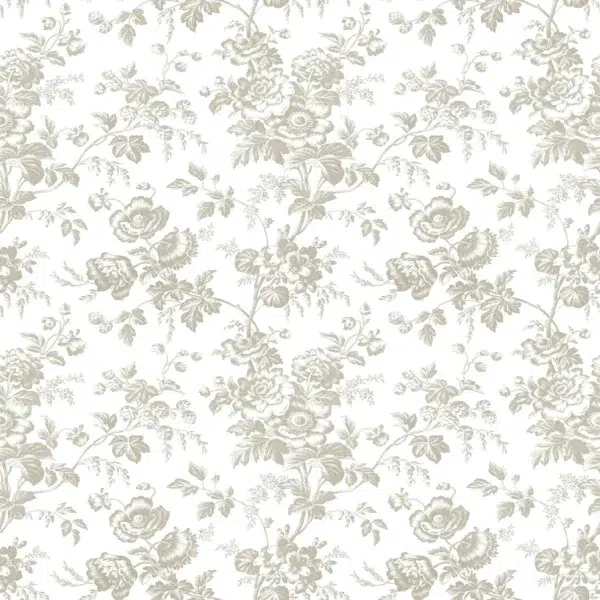 Papel pintado de Toile de Jouy en color gris Anemone Toile RT7872