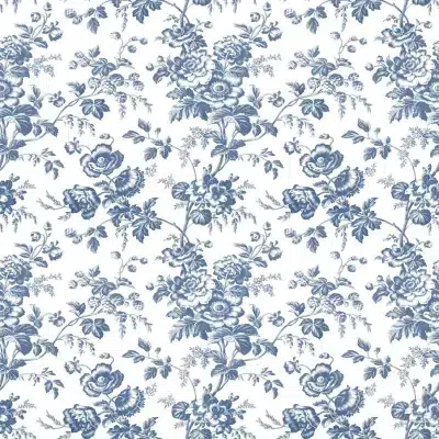 Papel pintado de Toile de Jouy en color azul Anemone Toile RT7873