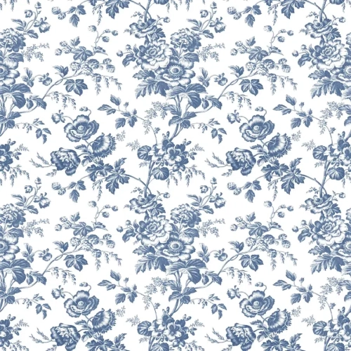 Papel pintado de Toile de Jouy en color azul Anemone Toile RT7873