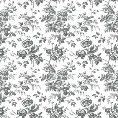 Papel pintado de Toile de Jouy en color negro Anemone Toile RT7875