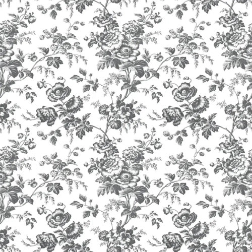 Papel pintado de Toile de Jouy en color negro Anemone Toile RT7875