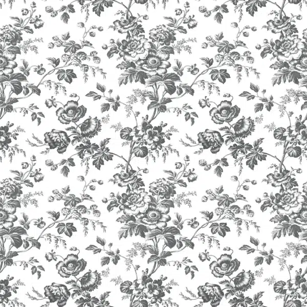 Papel pintado de Toile de Jouy en color negro Anemone Toile RT7875