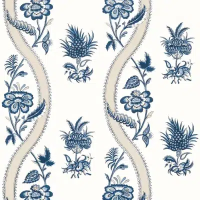 Papel pintado de estampado floral en color azul Ribbon Floral T36423