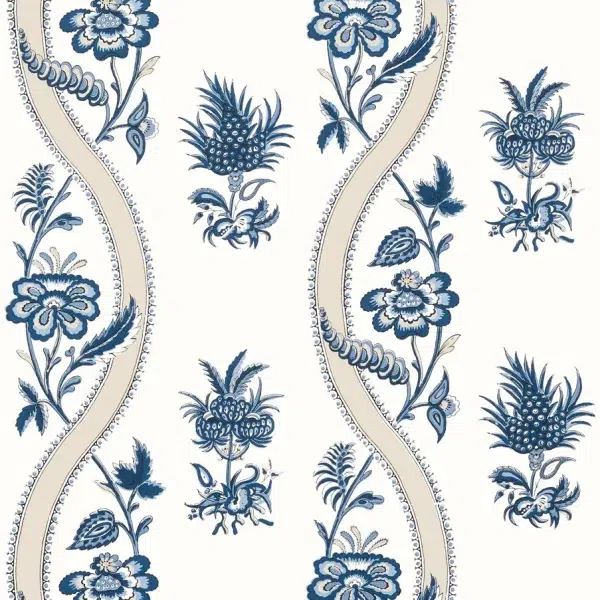 Papel pintado de estampado floral en color azul Ribbon Floral T36423